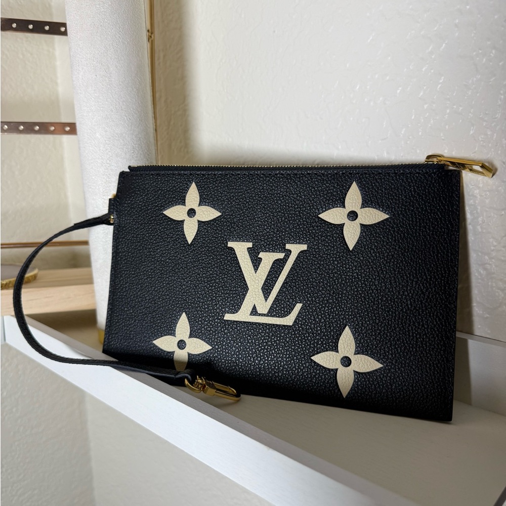 Louis Vuitton Black Wristlet with Gold Monogram